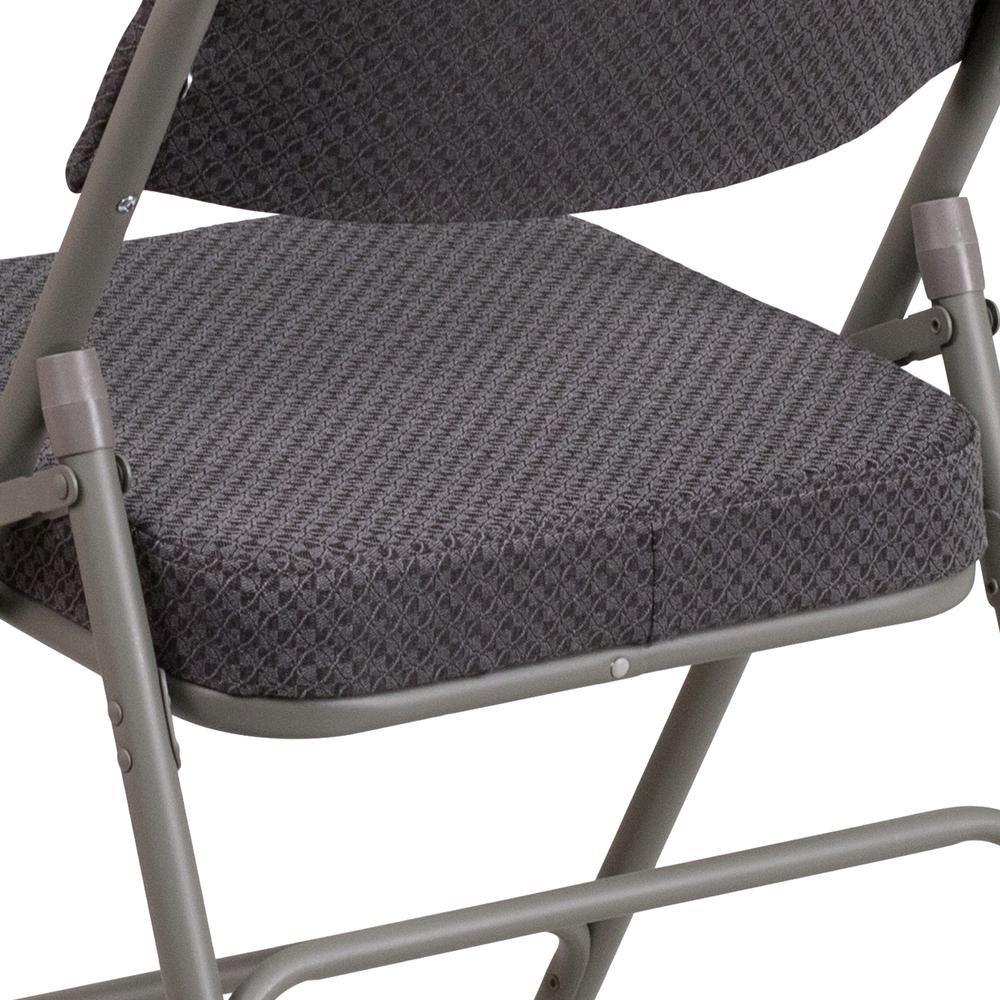 18"W Premium Curved Triple Braced & Double Hinged Gray Fabric Metal Folding Chair. Picture 17