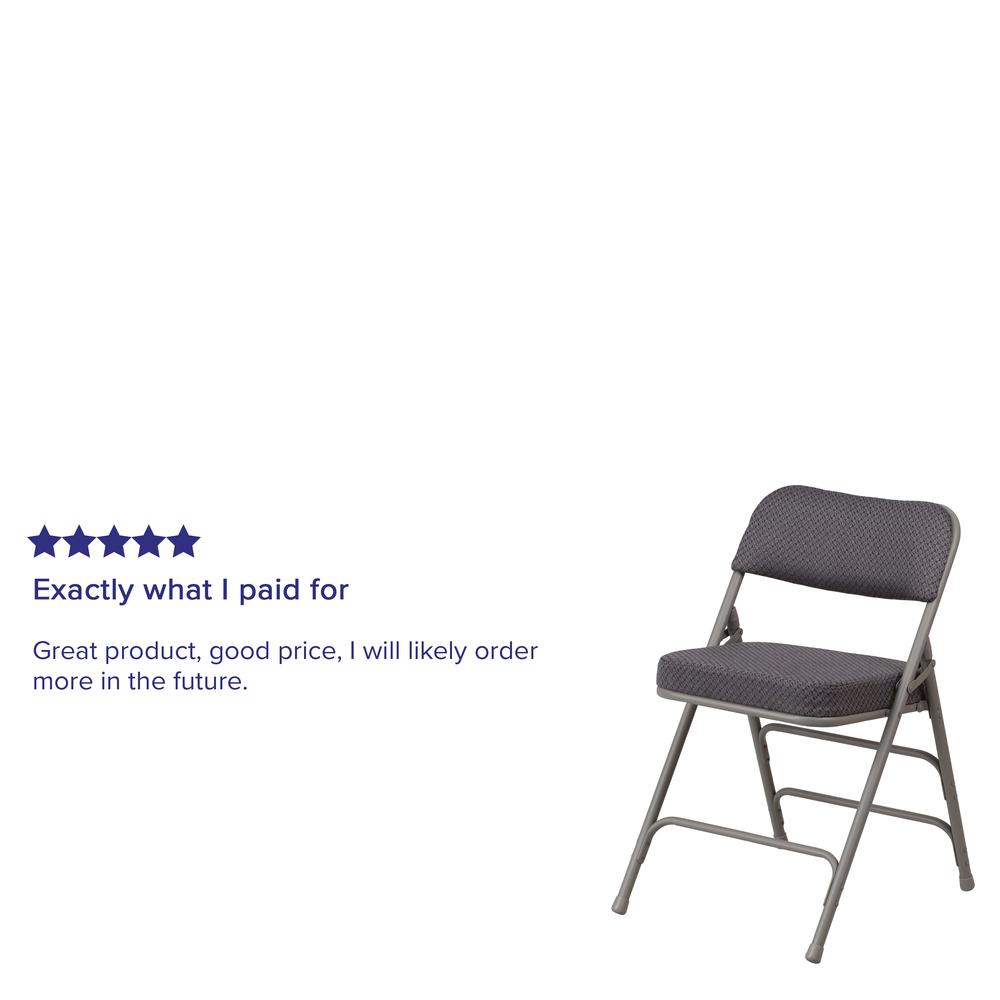 18"W Premium Curved Triple Braced & Double Hinged Gray Fabric Metal Folding Chair. Picture 19