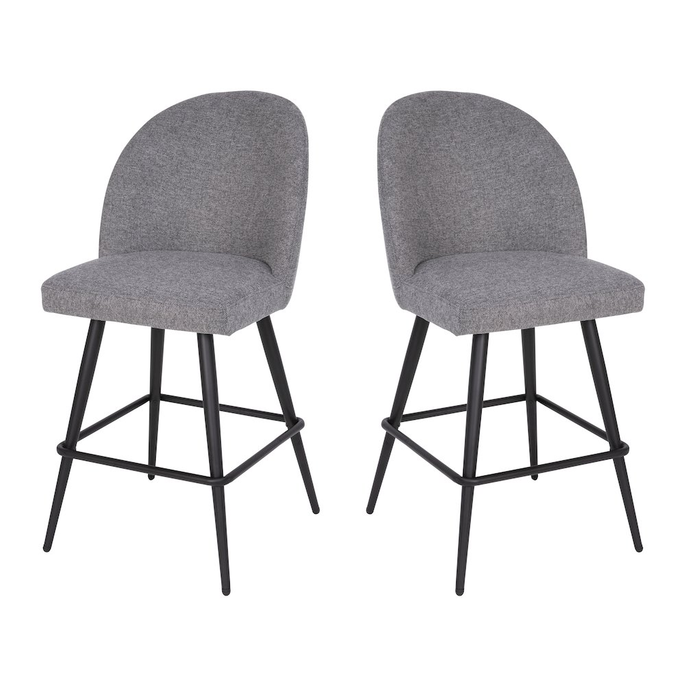 Set of 2 High Back Armless 26" Counter Stools Gray Faux Linen-Set of 2. Picture 3