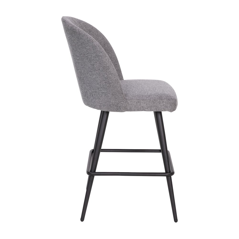 Set of 2 High Back Armless 26" Counter Stools Gray Faux Linen-Set of 2. Picture 11