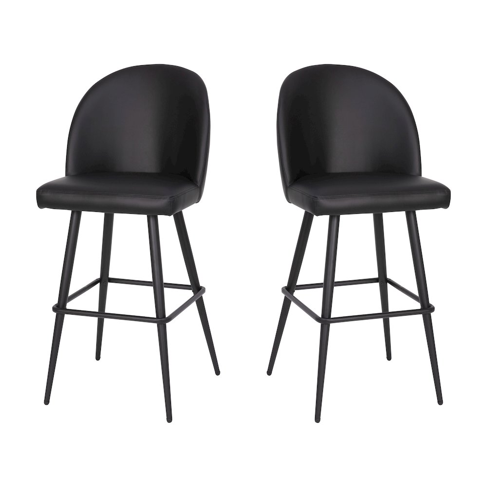30" High Back Armless Barstools, Black LeatherSoft-Set of 2. Picture 3