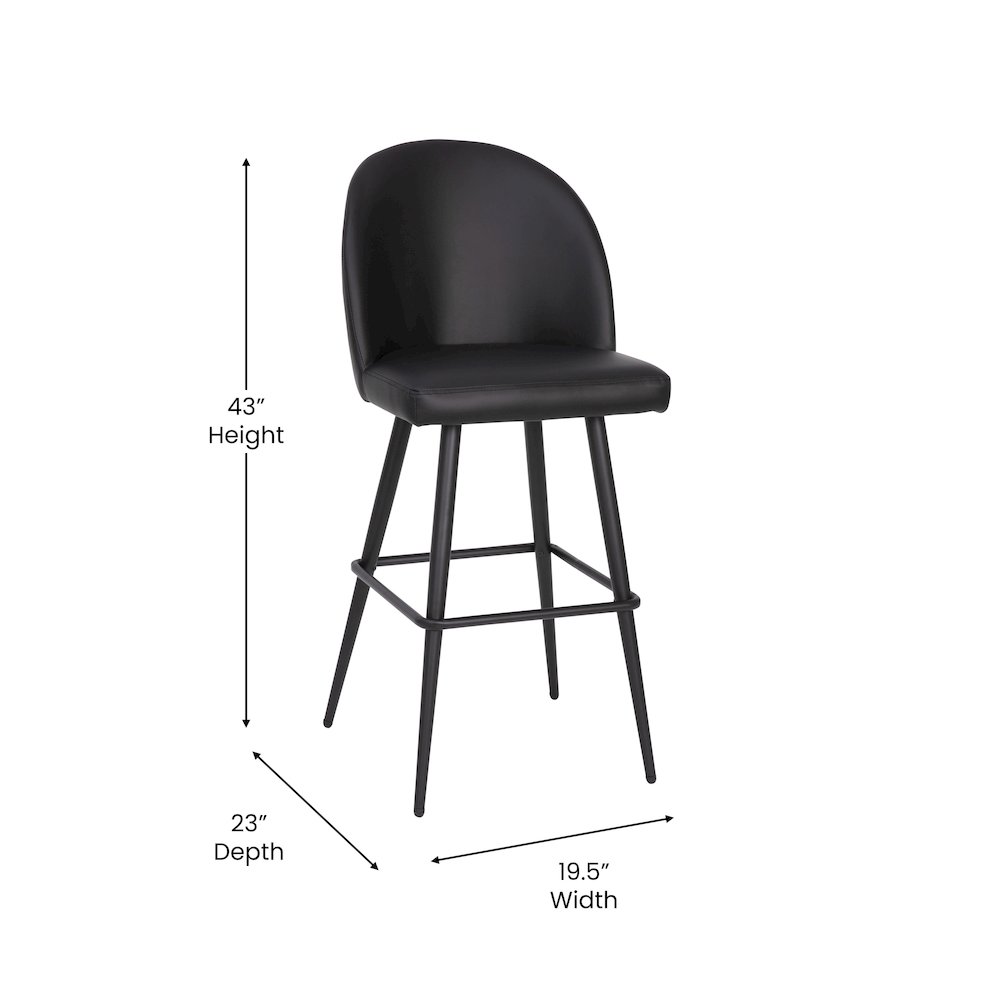 30" High Back Armless Barstools, Black LeatherSoft-Set of 2. Picture 6