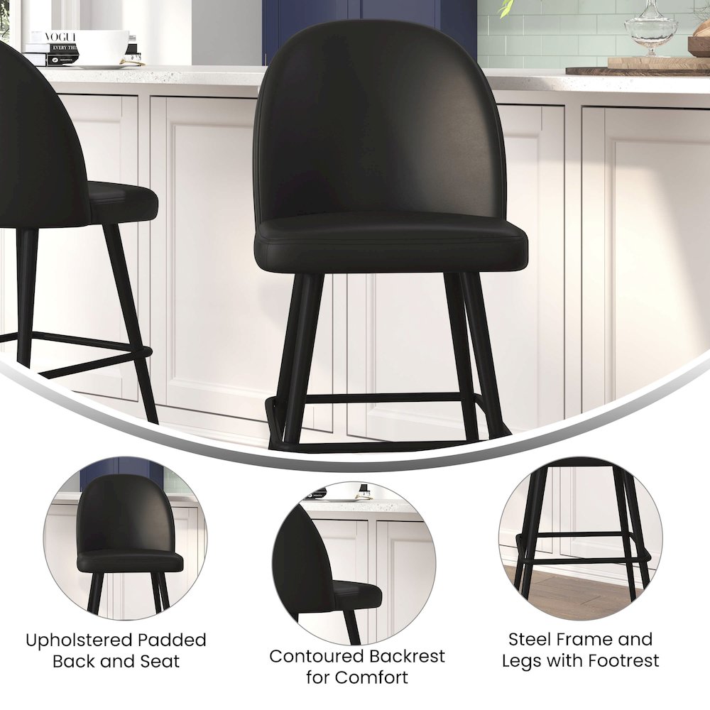 30" High Back Armless Barstools, Black LeatherSoft-Set of 2. Picture 5
