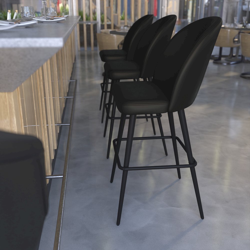 30" High Back Armless Barstools, Black LeatherSoft-Set of 2. Picture 7