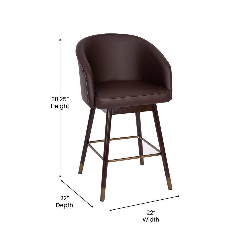 26" Mid-Back Counter Stool withBrown LeatherSoft/Bronze Accents. Picture 5