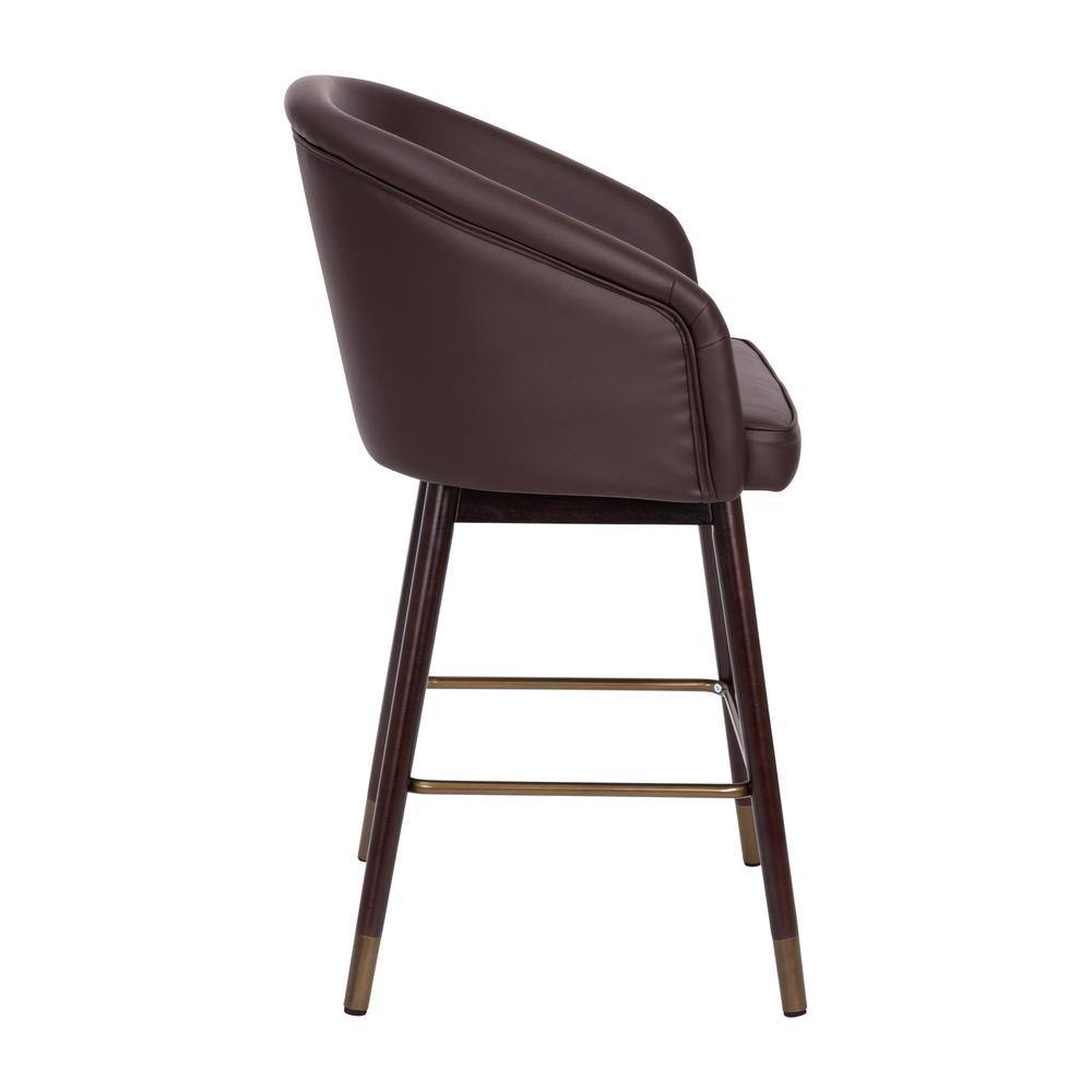 26" Mid-Back Counter Stool withBrown LeatherSoft/Bronze Accents. Picture 10