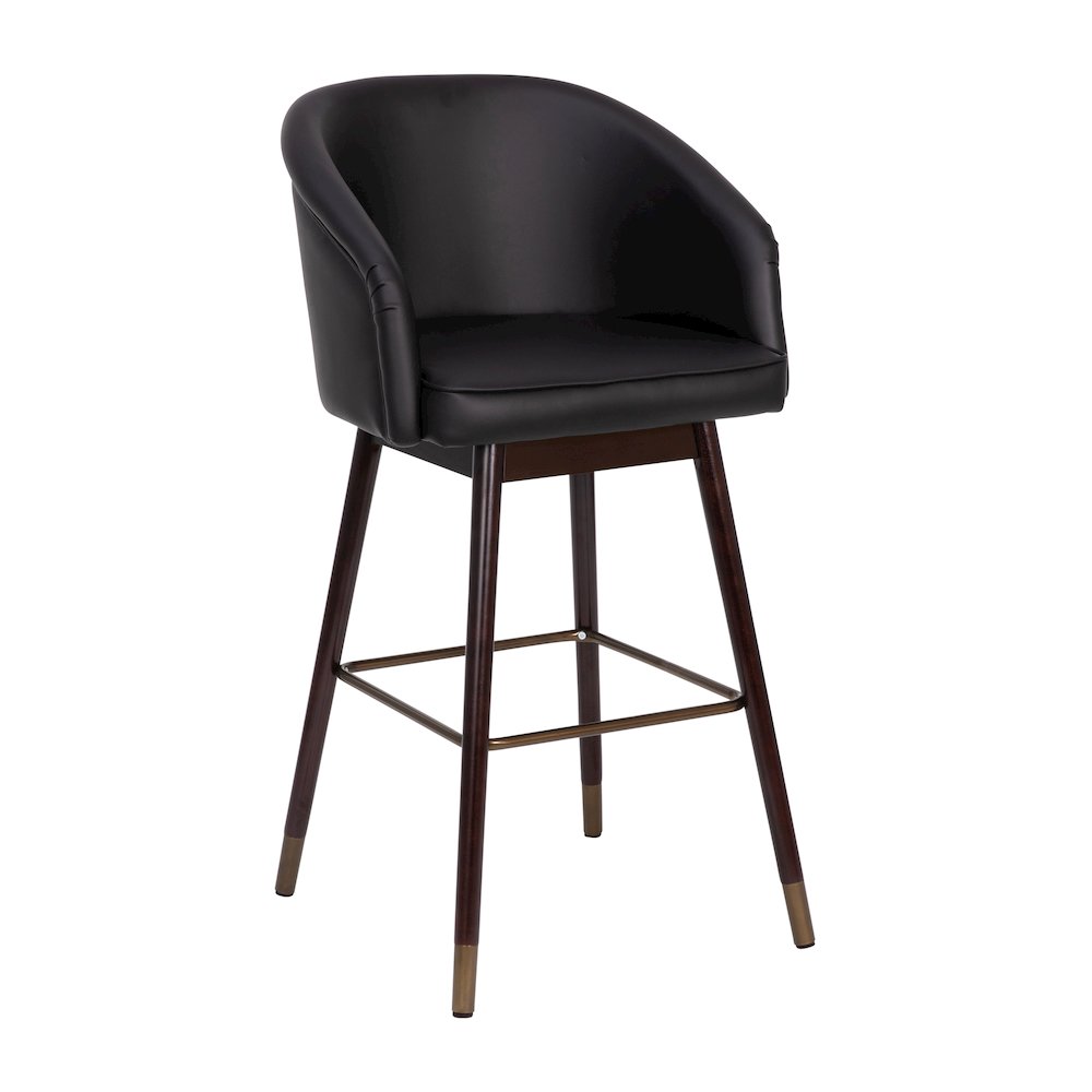 30" Mid-Back Barstoo, Black with Muted Bronze Accents. Picture 1