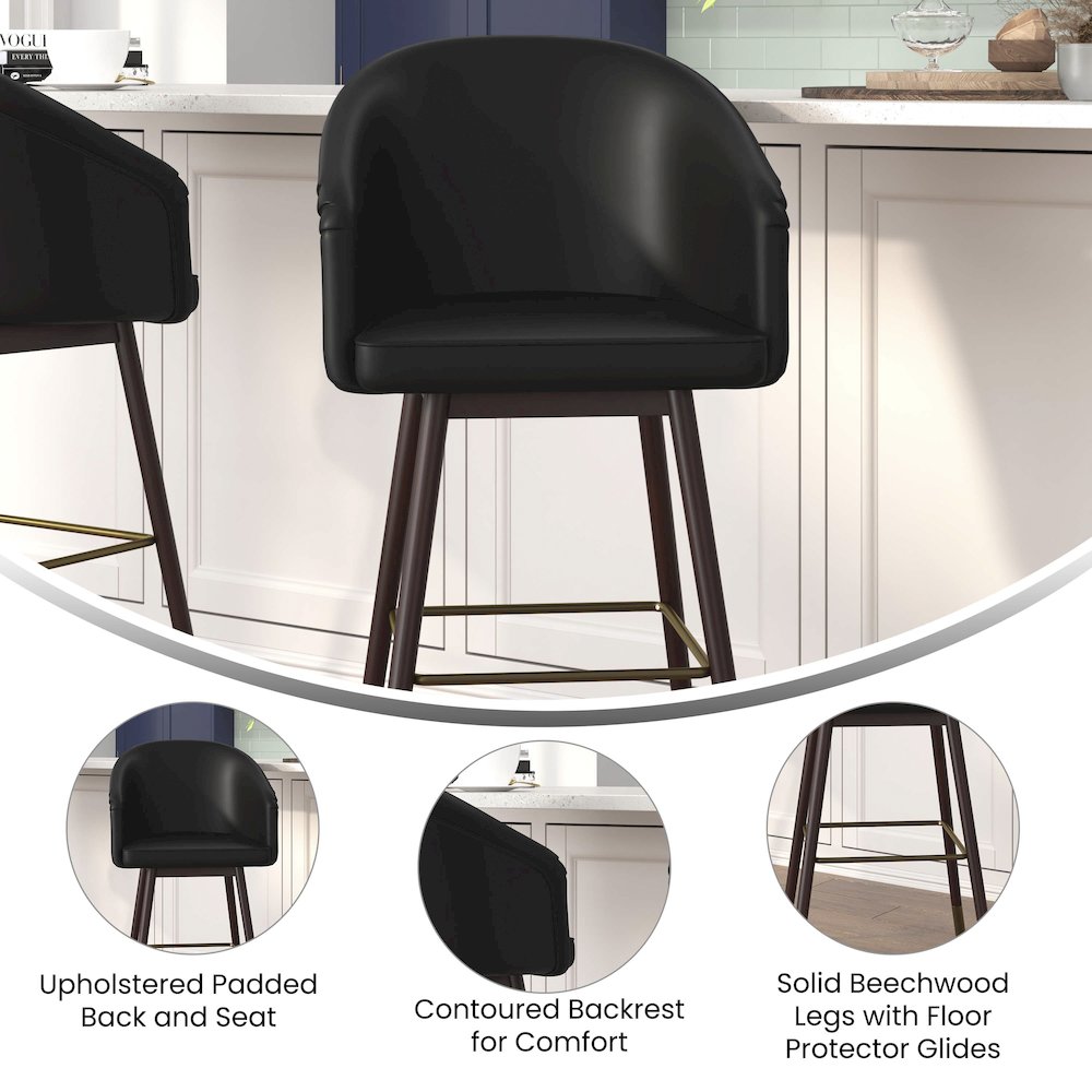 30" Mid-Back Barstoo, Black with Muted Bronze Accents. Picture 4