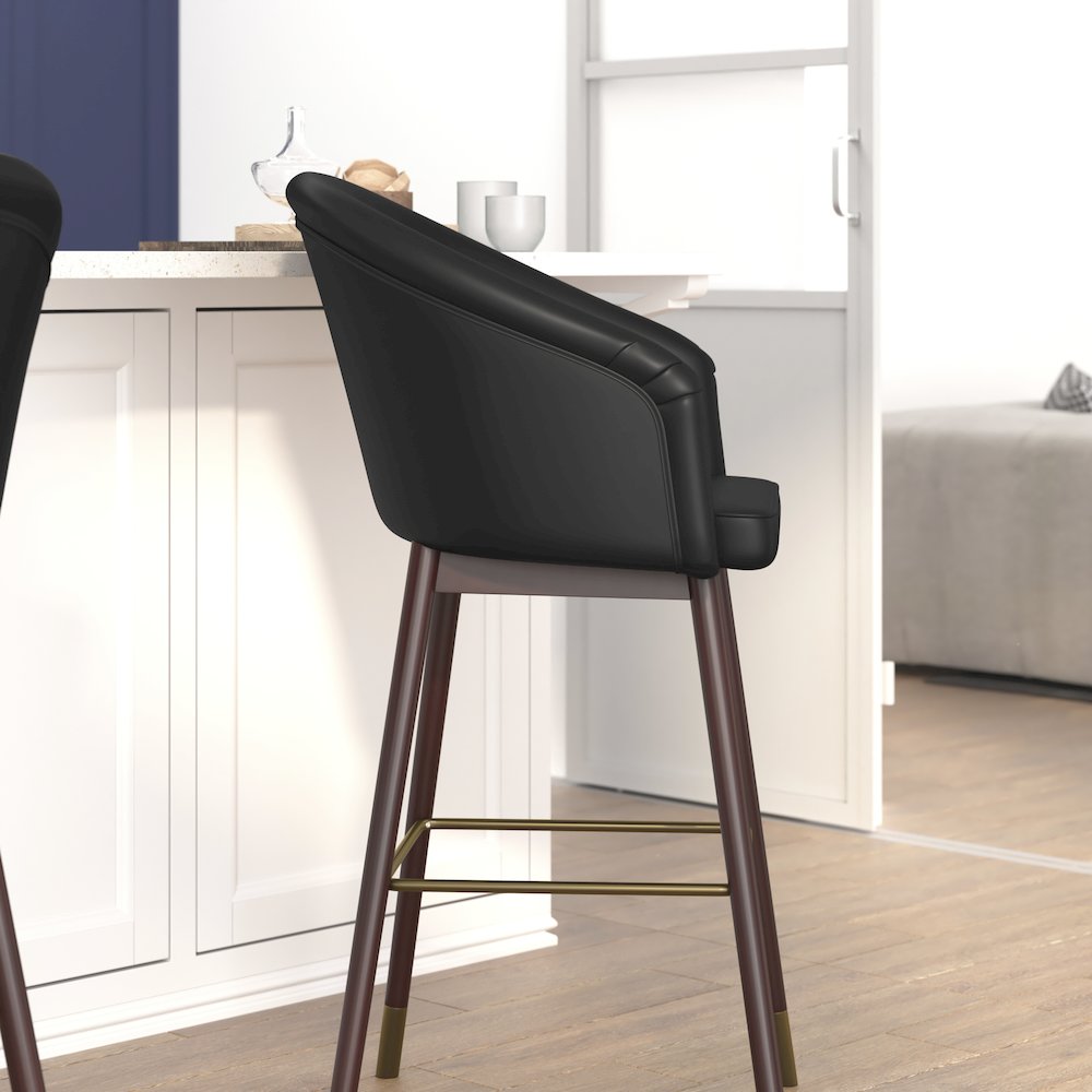 30" Mid-Back Barstoo, Black with Muted Bronze Accents. Picture 7