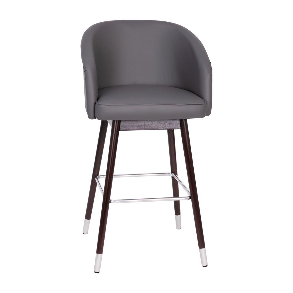 30" Mid-Back Barstoo, Gray LeatherSoft/Silver Accents. Picture 1