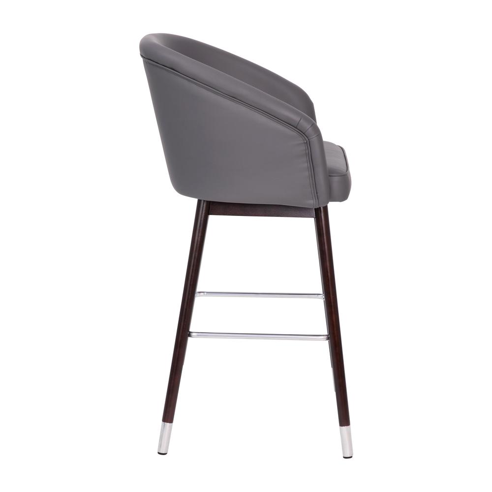 30" Mid-Back Barstoo, Gray LeatherSoft/Silver Accents. Picture 10