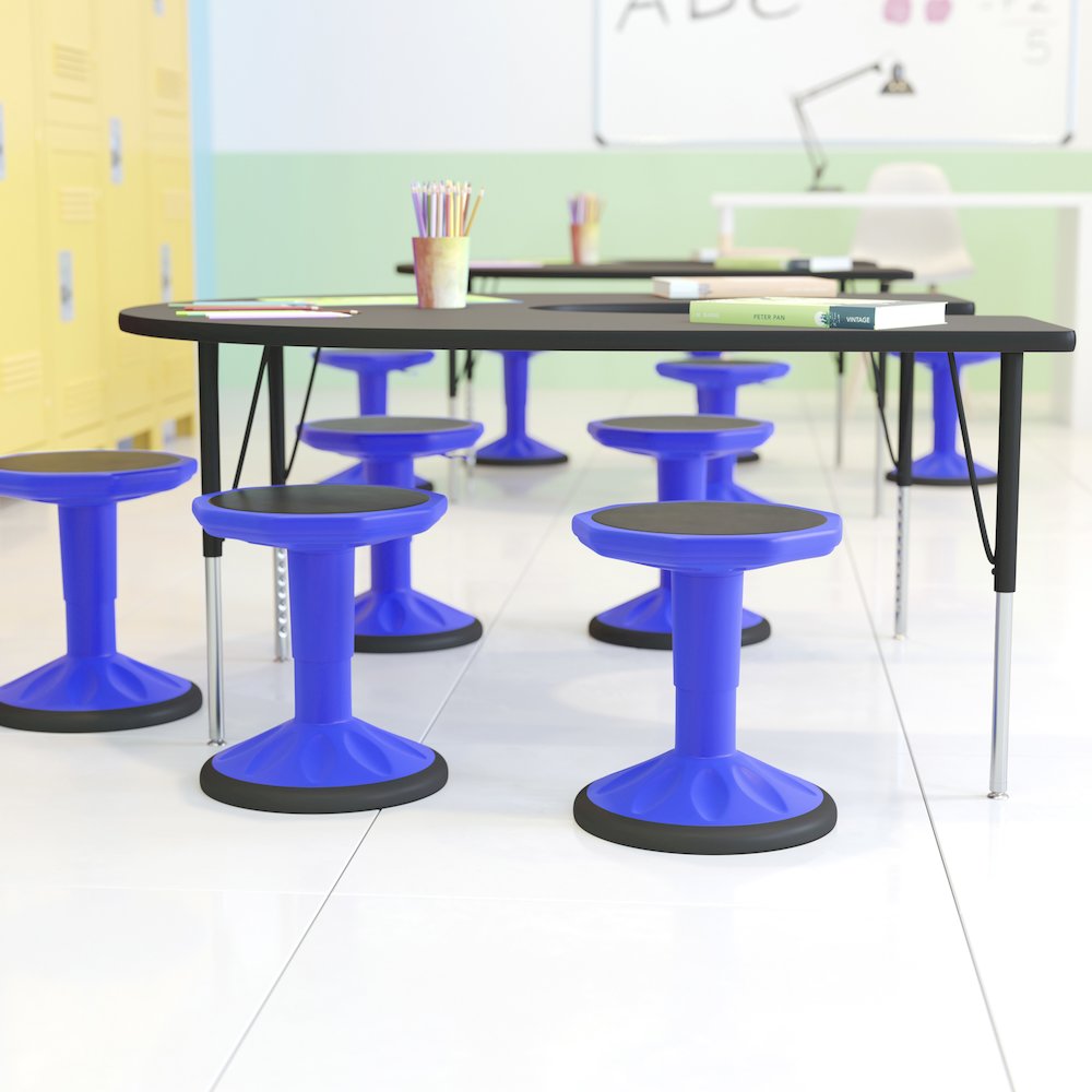 Adjustable Height Kids Active Stool with Bottom in Blue, 14" - 18" Seat Height. Picture 3