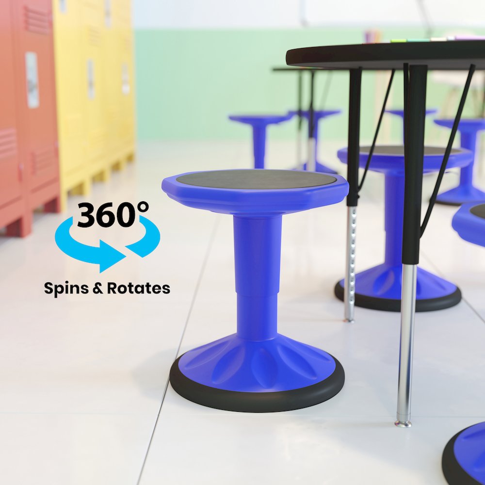 Adjustable Height Kids Active Stool with Bottom in Blue, 14" - 18" Seat Height. Picture 7