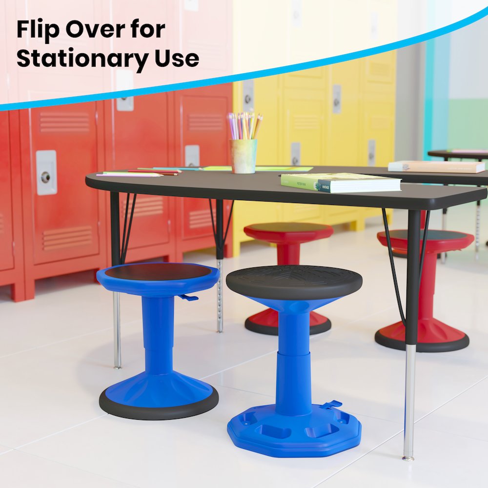 Adjustable Height Kids Active Stool with Bottom in Blue, 14" - 18" Seat Height. Picture 8
