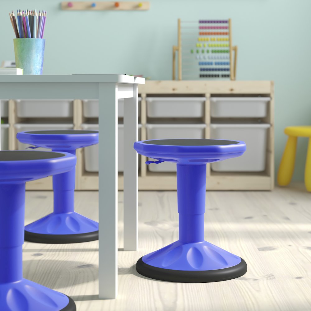Adjustable Height Kids Active Stool with Bottom in Blue, 14" - 18" Seat Height. Picture 9