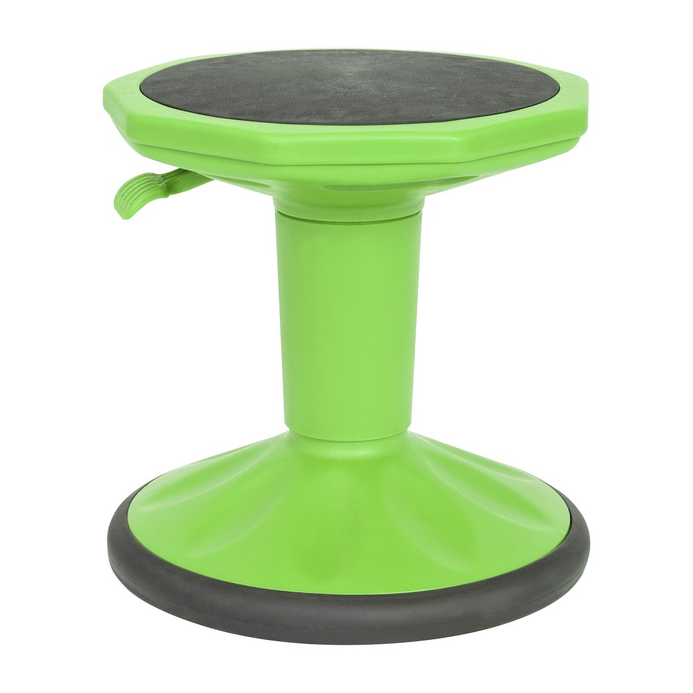 Adjustable Height Kids Active Stool with Bottom in Green, 14" - 18" Seat Height. Picture 1