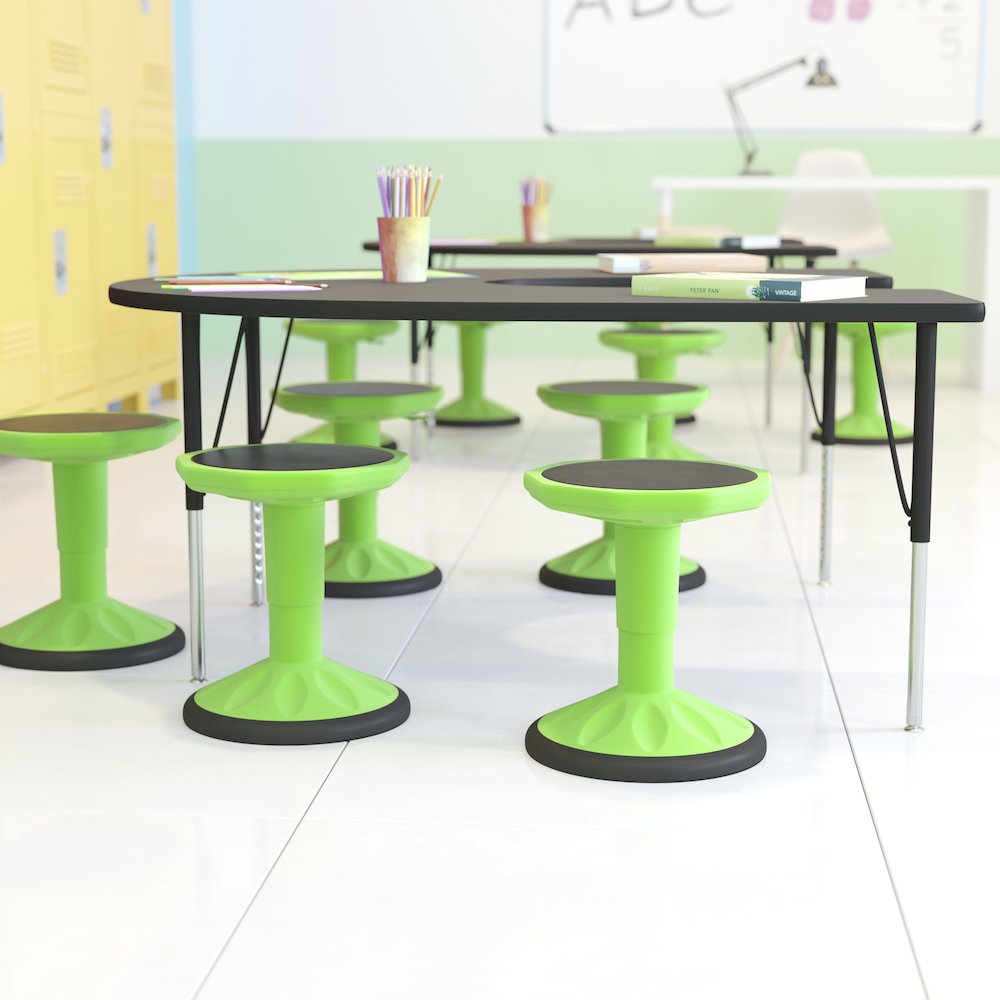 Adjustable Height Kids Active Stool with Bottom in Green, 14" - 18" Seat Height. Picture 3