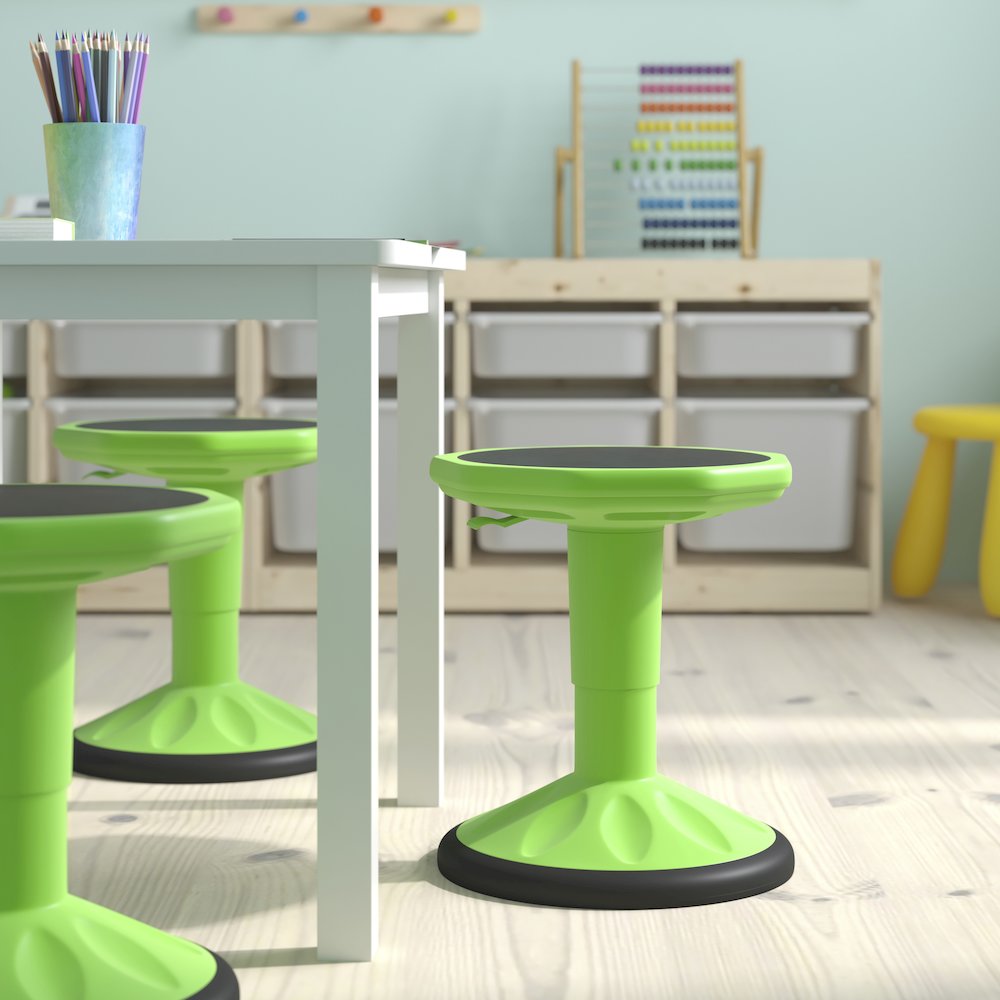Adjustable Height Kids Active Stool with Bottom in Green, 14" - 18" Seat Height. Picture 9