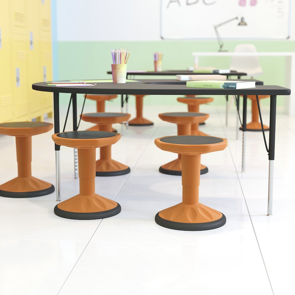Adjustable Height Kids Active Stool with Bottom in Orange, 14" - 18" Seat Height. Picture 3