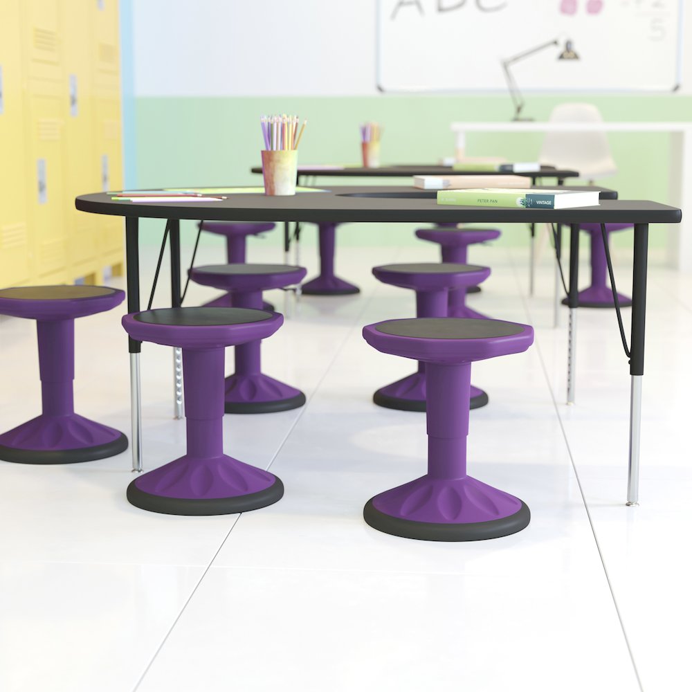 Adjustable Height Kids Active Stool with Bottom in Purple, 14" - 18" Seat Height. Picture 3