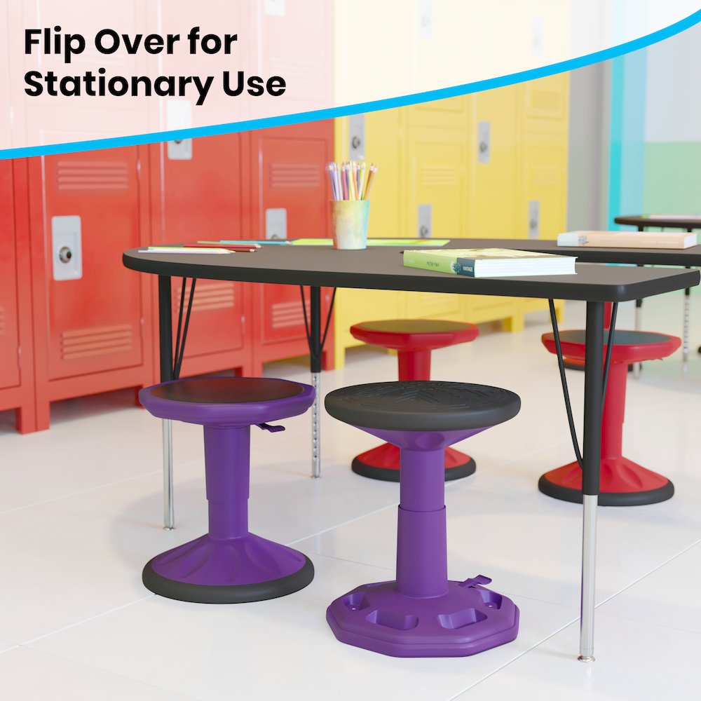 Adjustable Height Kids Active Stool with Bottom in Purple, 14" - 18" Seat Height. Picture 8