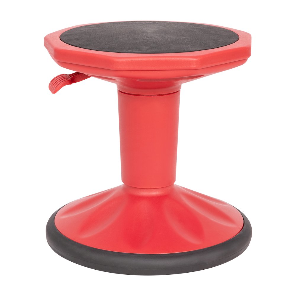 Adjustable Height Kids Active Stool with Bottom in Red, 14" - 18" Seat Height. Picture 1