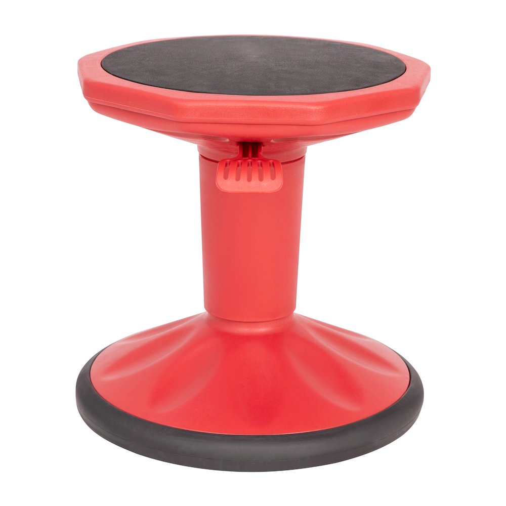 Adjustable Height Kids Active Stool with Bottom in Red, 14" - 18" Seat Height. Picture 11