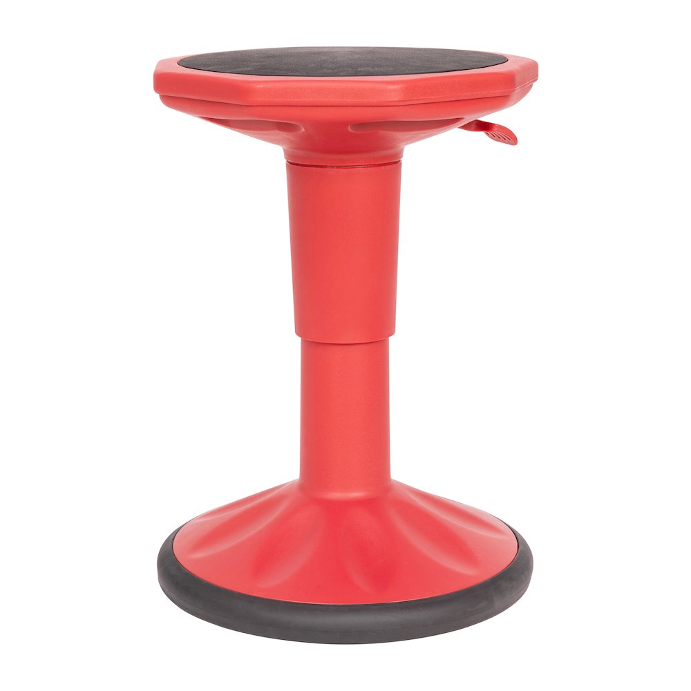 Adjustable Height Kids Active Stool with Bottom in Red, 14" - 18" Seat Height. Picture 15
