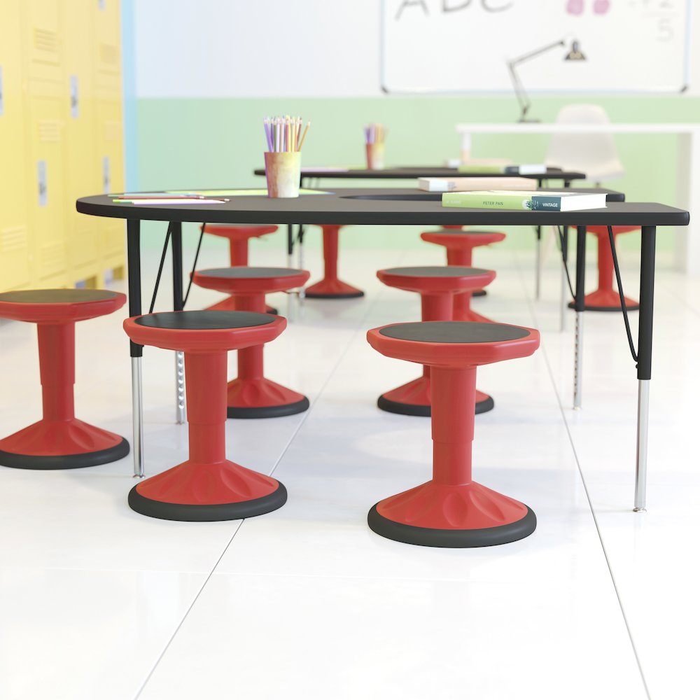 Adjustable Height Kids Active Stool with Bottom in Red, 14" - 18" Seat Height. Picture 3