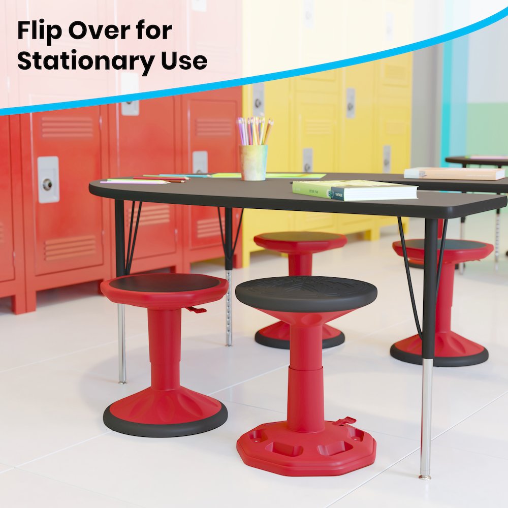 Adjustable Height Kids Active Stool with Bottom in Red, 14" - 18" Seat Height. Picture 8