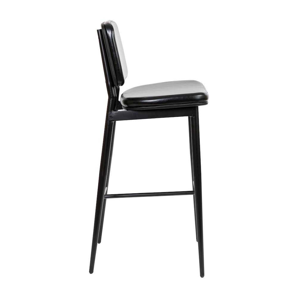 Mid-Back Barstools - Black Upholstery - Black Iron Frame - Set of 2. Picture 10