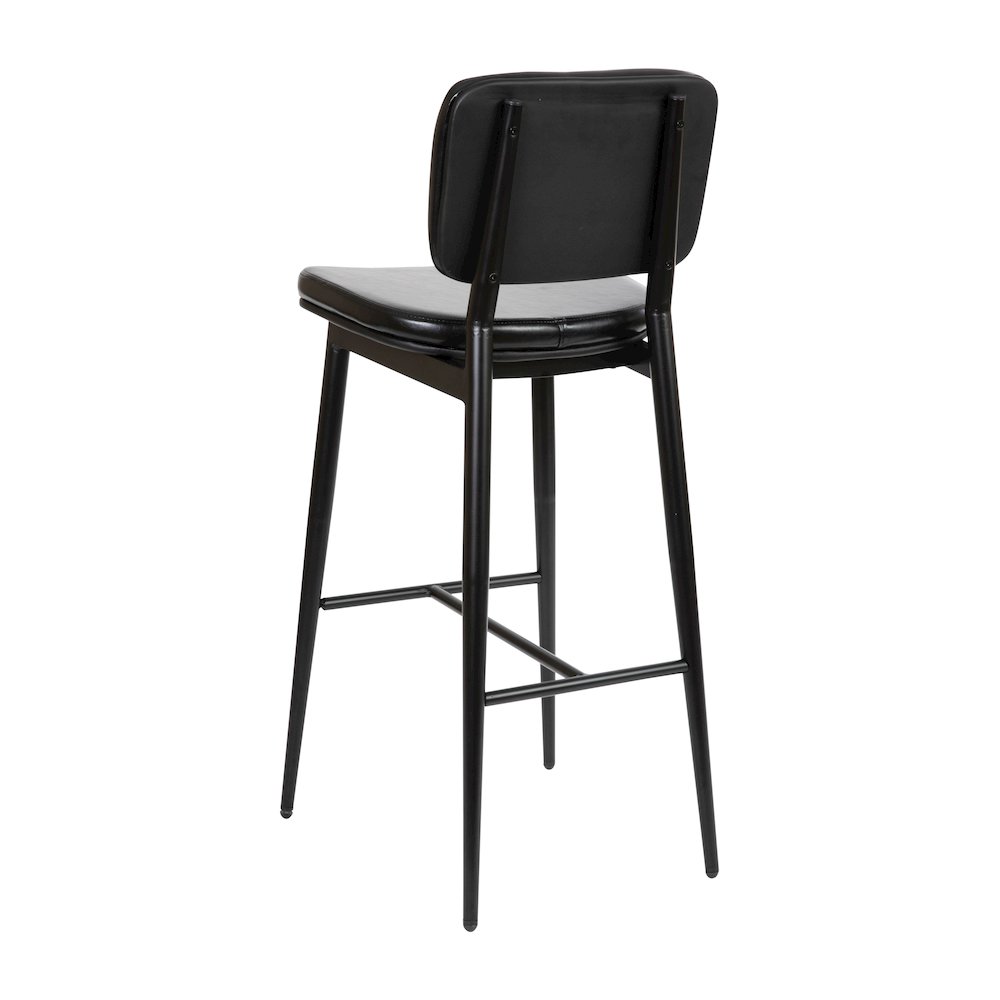 Mid-Back Barstools - Black Upholstery - Black Iron Frame - Set of 2. Picture 7