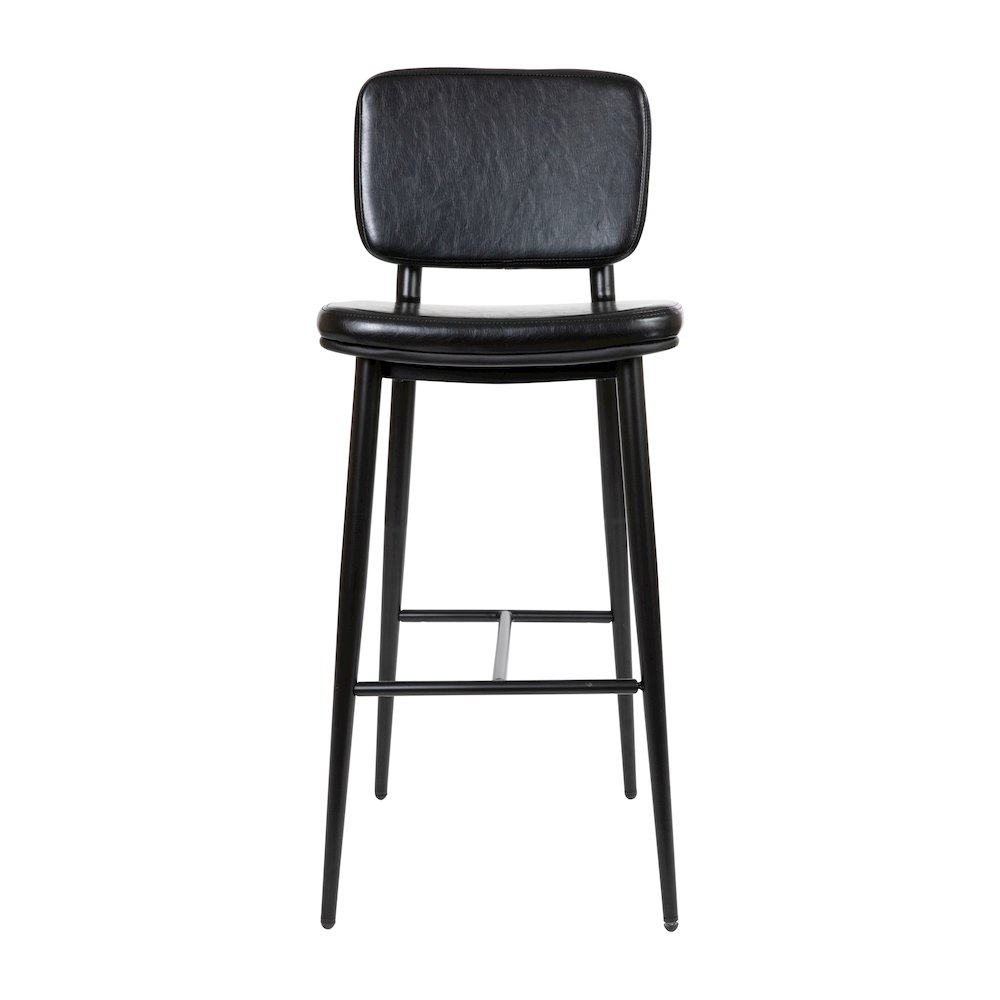 Mid-Back Barstools - Black Upholstery - Black Iron Frame - Set of 2. Picture 11