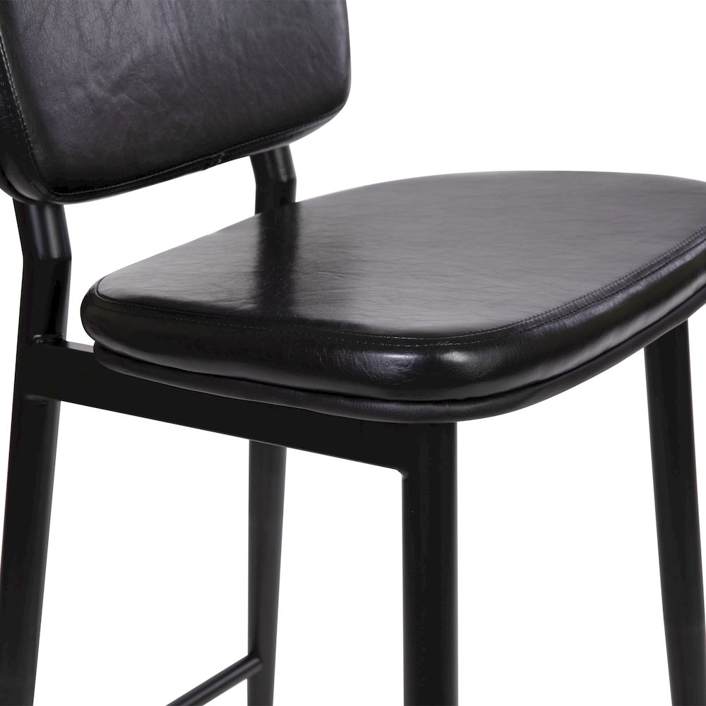 Mid-Back Barstools - Black Upholstery - Black Iron Frame - Set of 2. Picture 8