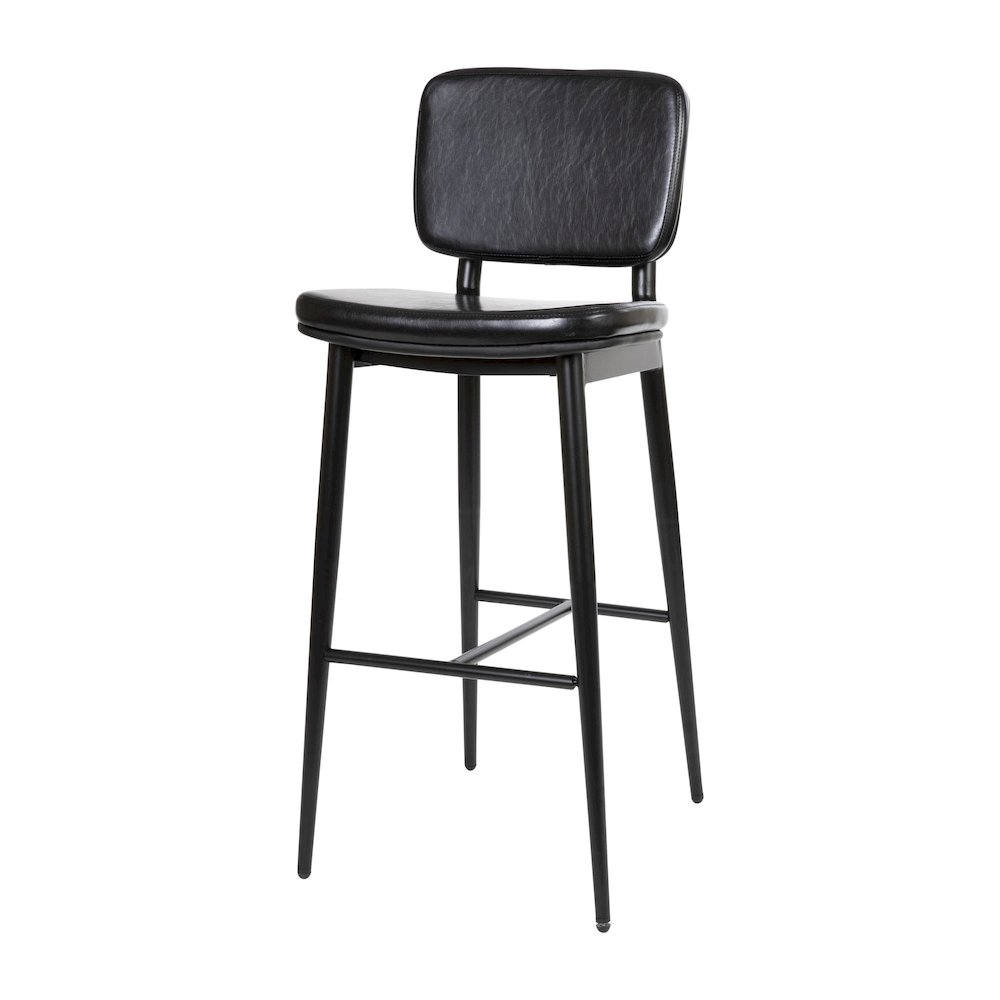 Mid-Back Barstools - Black Upholstery - Black Iron Frame - Set of 2. Picture 9
