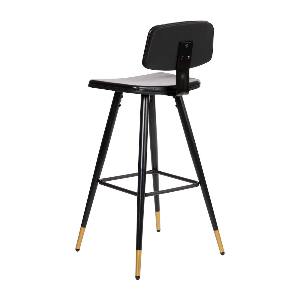Low Back Barstools-Black Upholstery-Black Iron Frame--Set of 2. Picture 8