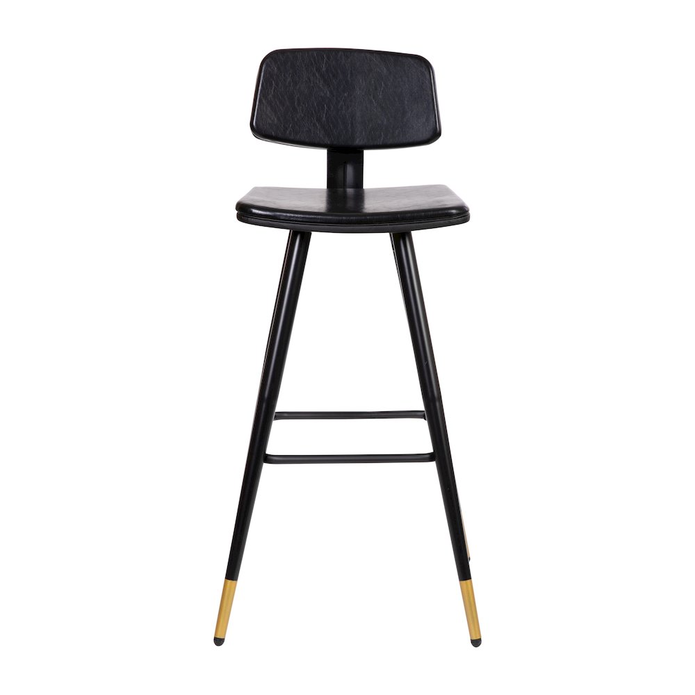 Low Back Barstools-Black Upholstery-Black Iron Frame--Set of 2. Picture 12