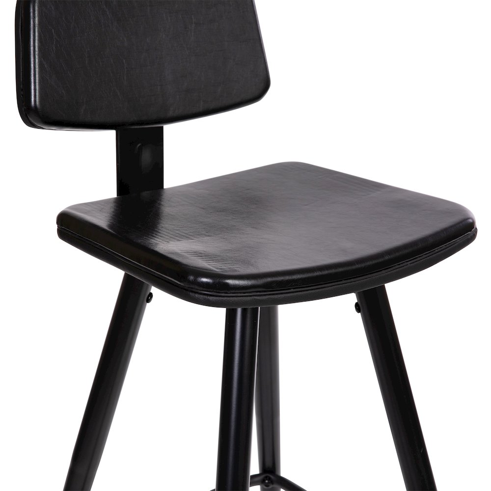 Low Back Barstools-Black Upholstery-Black Iron Frame--Set of 2. Picture 9