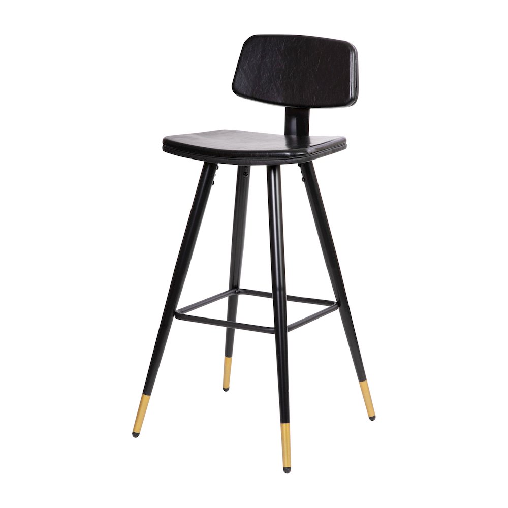 Low Back Barstools-Black Upholstery-Black Iron Frame--Set of 2. Picture 10