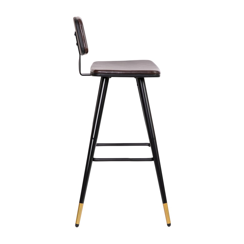 Low Back Barstools-Brown Upholstery-Black Iron Frame--Set of 2. Picture 11