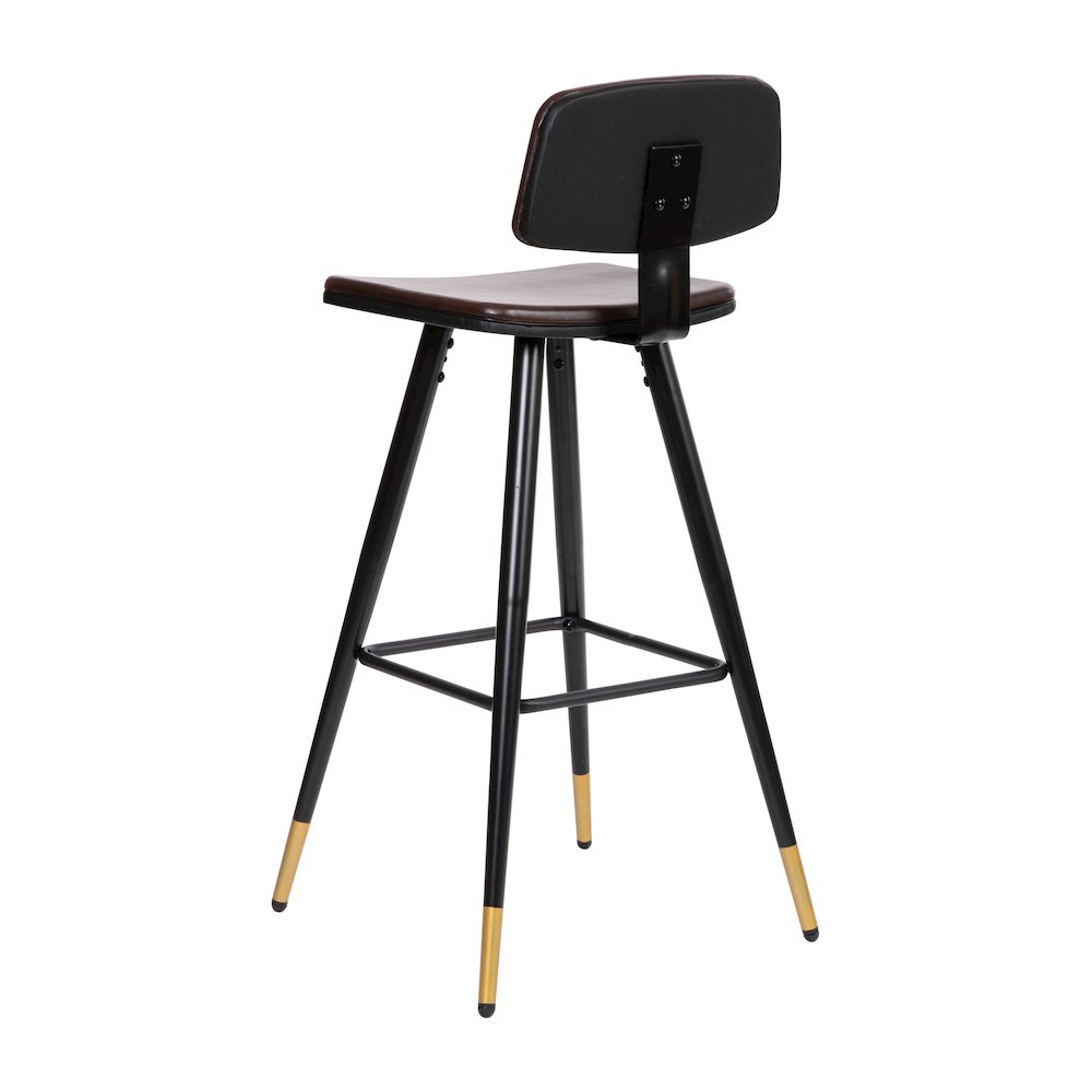 Low Back Barstools-Brown Upholstery-Black Iron Frame--Set of 2. Picture 8
