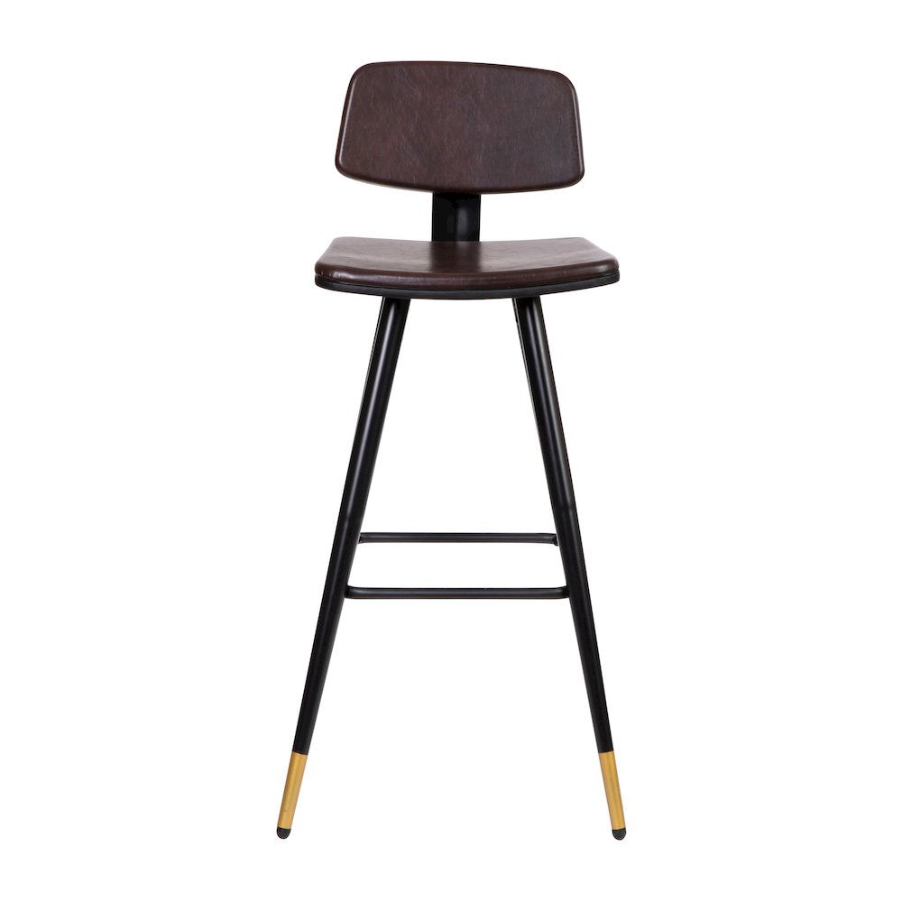 Low Back Barstools-Brown Upholstery-Black Iron Frame--Set of 2. Picture 12