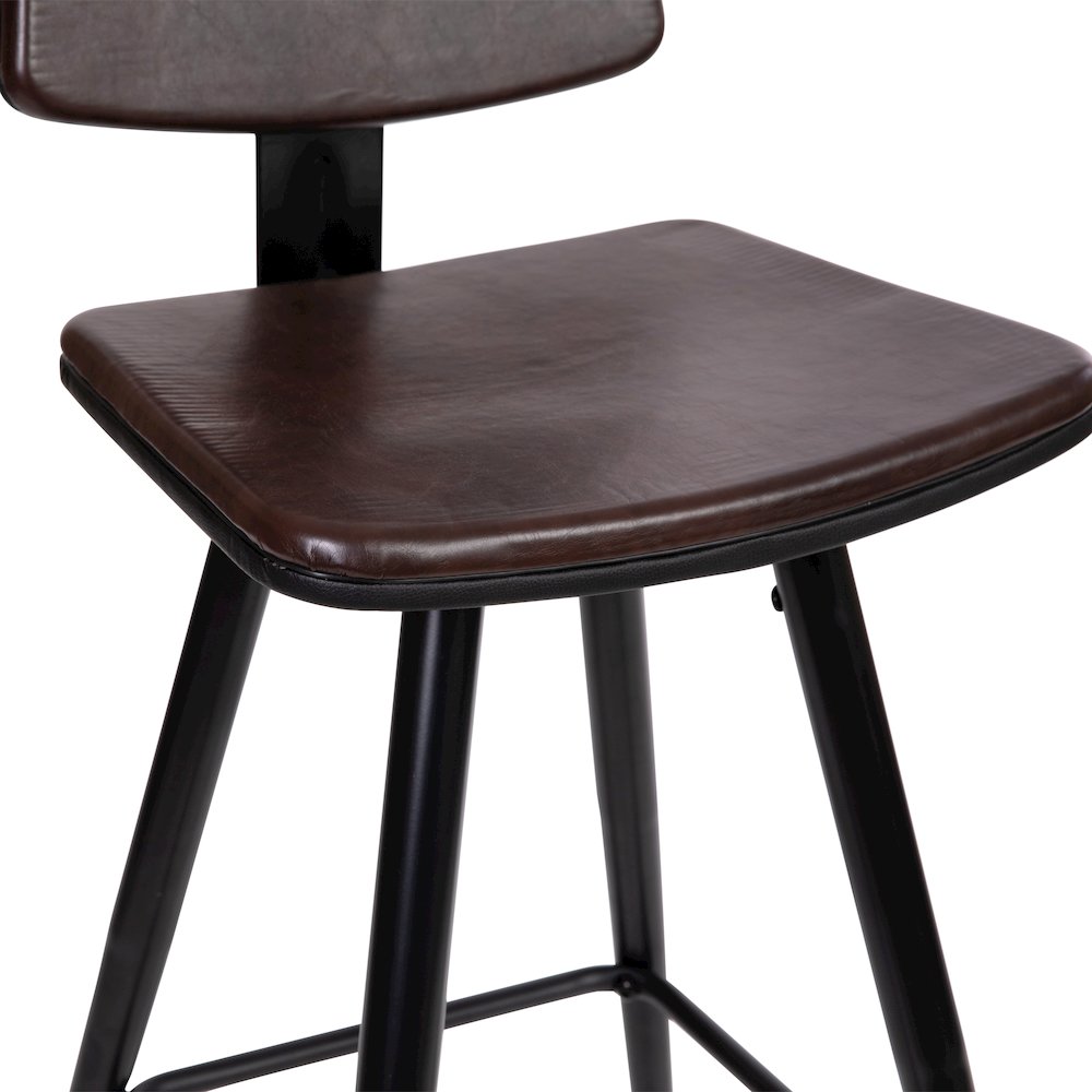 Low Back Barstools-Brown Upholstery-Black Iron Frame--Set of 2. Picture 9