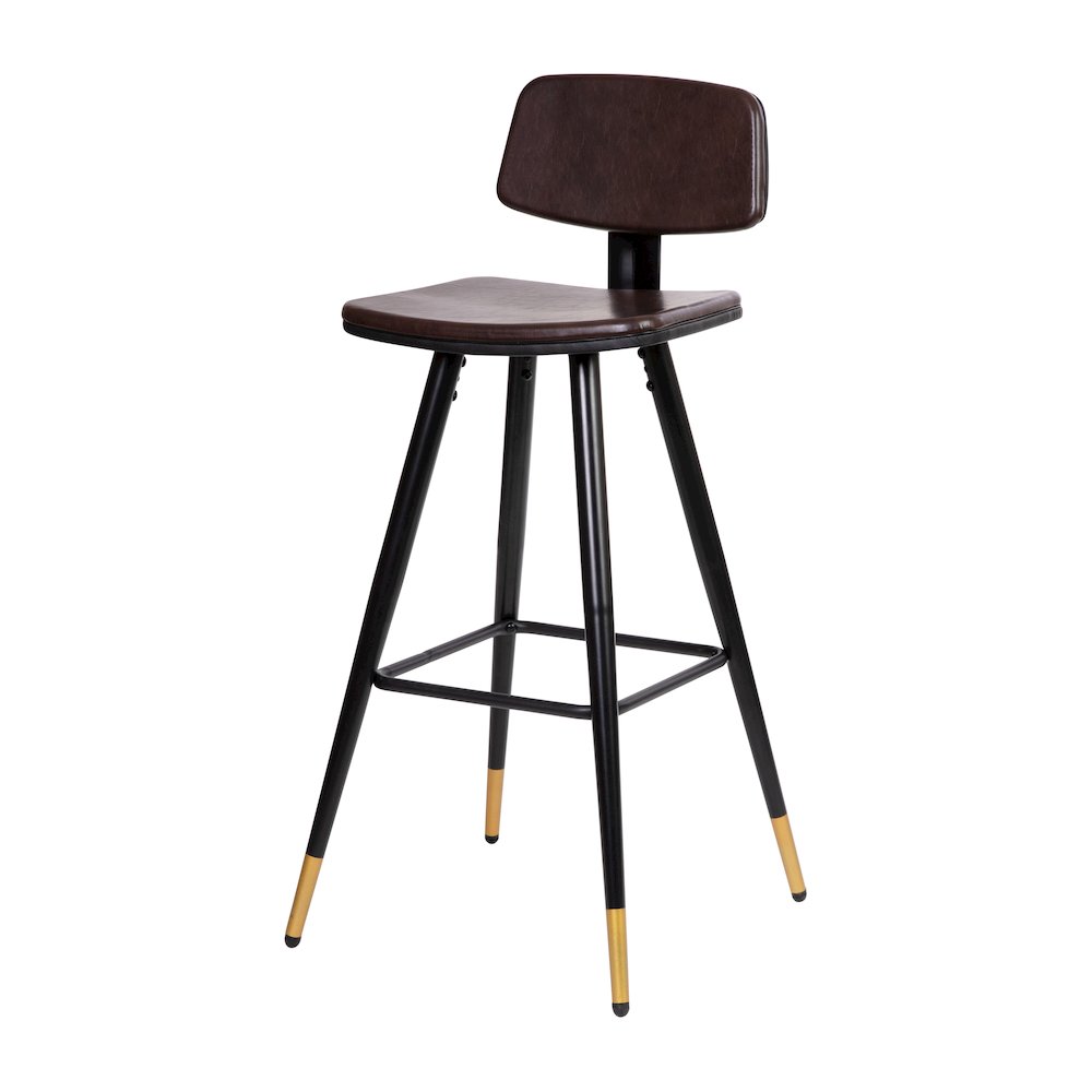 Low Back Barstools-Brown Upholstery-Black Iron Frame--Set of 2. Picture 10