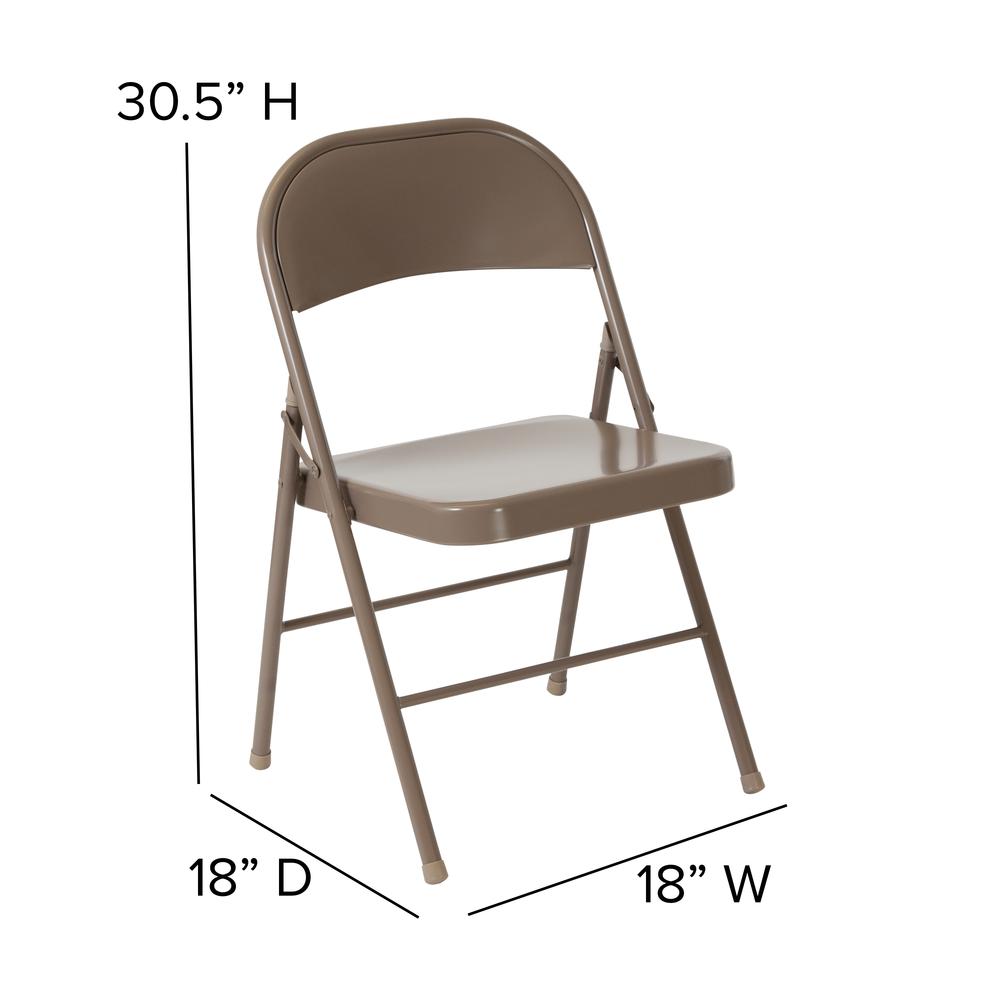 Double Braced Beige Metal Folding Chair. Picture 10