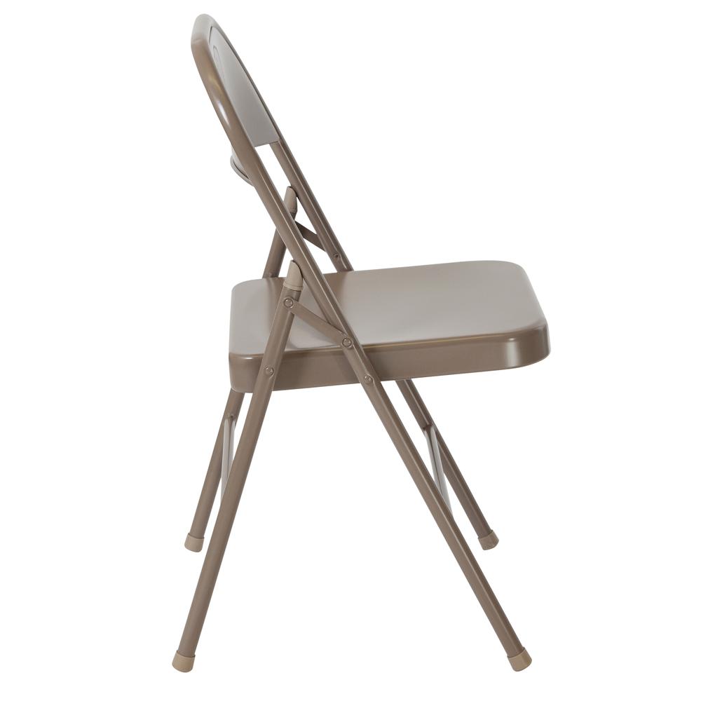Double Braced Beige Metal Folding Chair. Picture 11