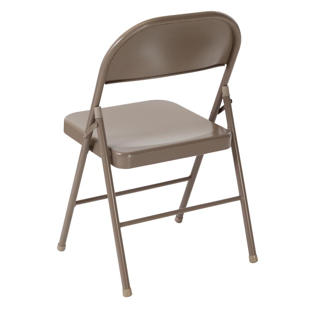 Double Braced Beige Metal Folding Chair. Picture 12