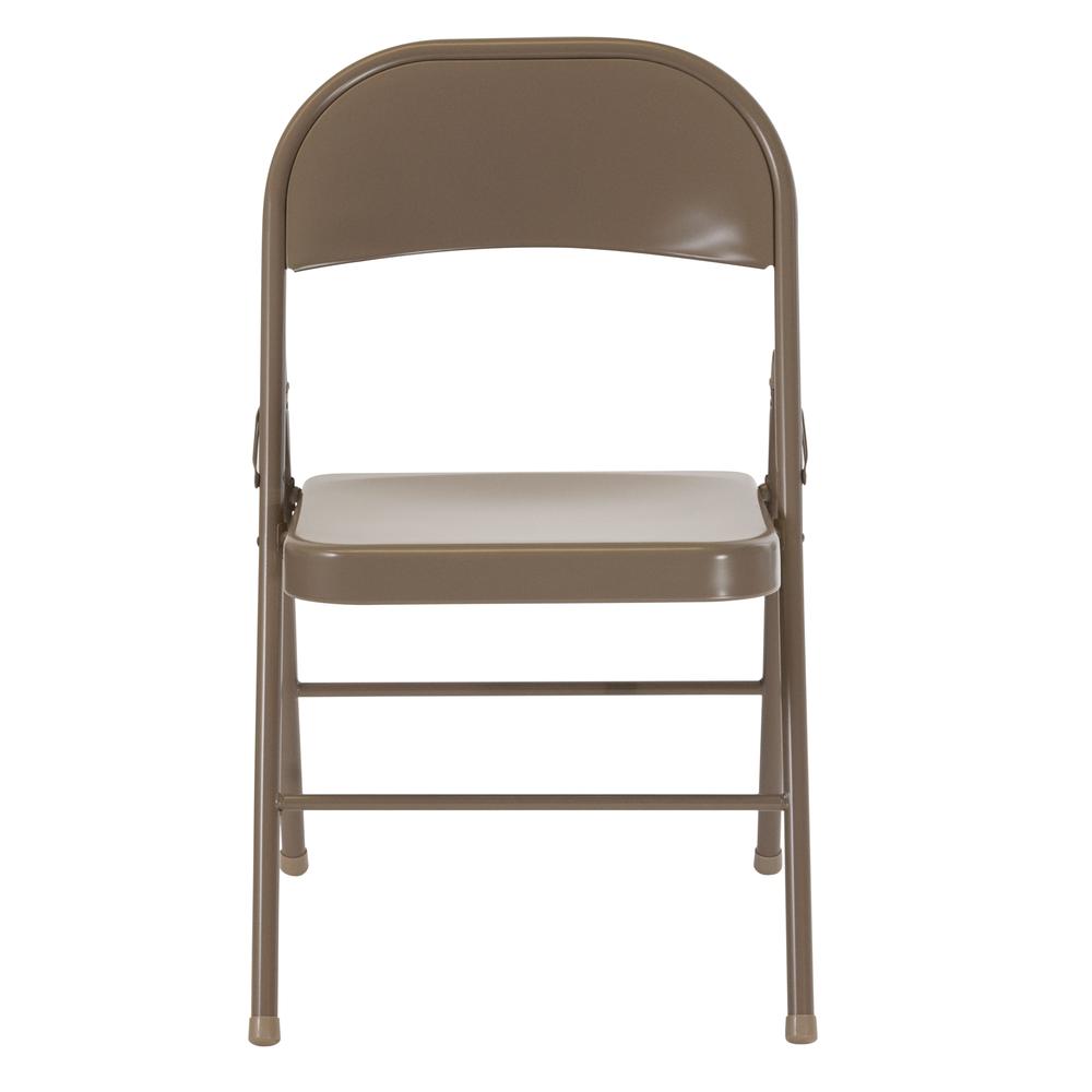 Double Braced Beige Metal Folding Chair. Picture 13