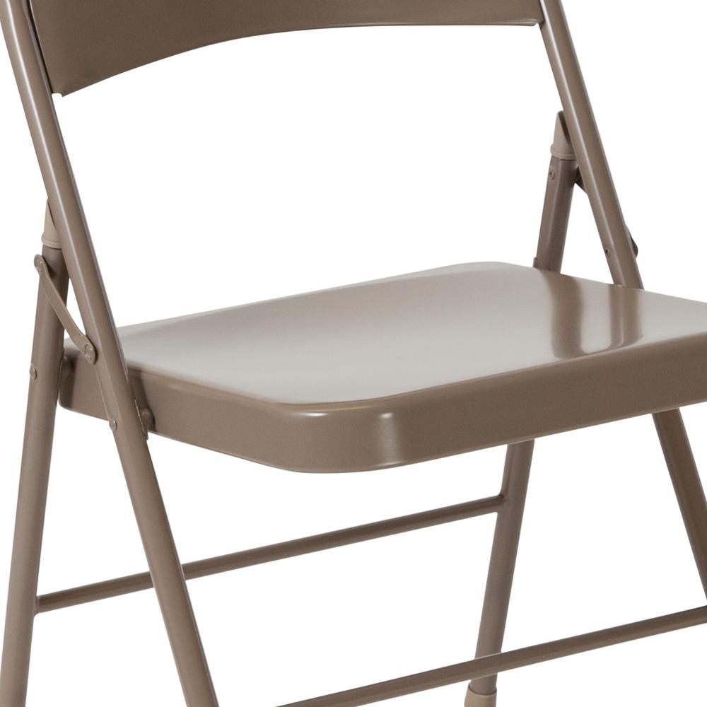 Double Braced Beige Metal Folding Chair. Picture 15