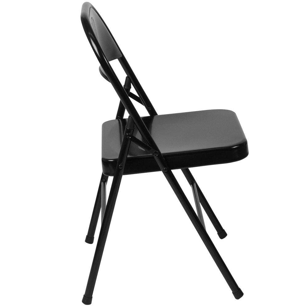 Double Braced Black Metal Folding Chair. Picture 12